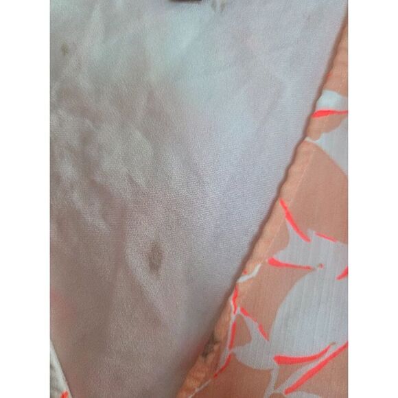 DKNY Women Pink Peach Floral Printed V-Neck Belted Midi Cocktail Dresss size 12 - Picture 6 of 9